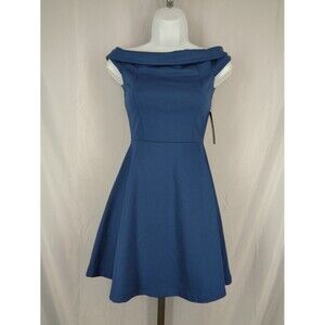 Lulus Blue Off Shoulder Skater Dress Size XS New